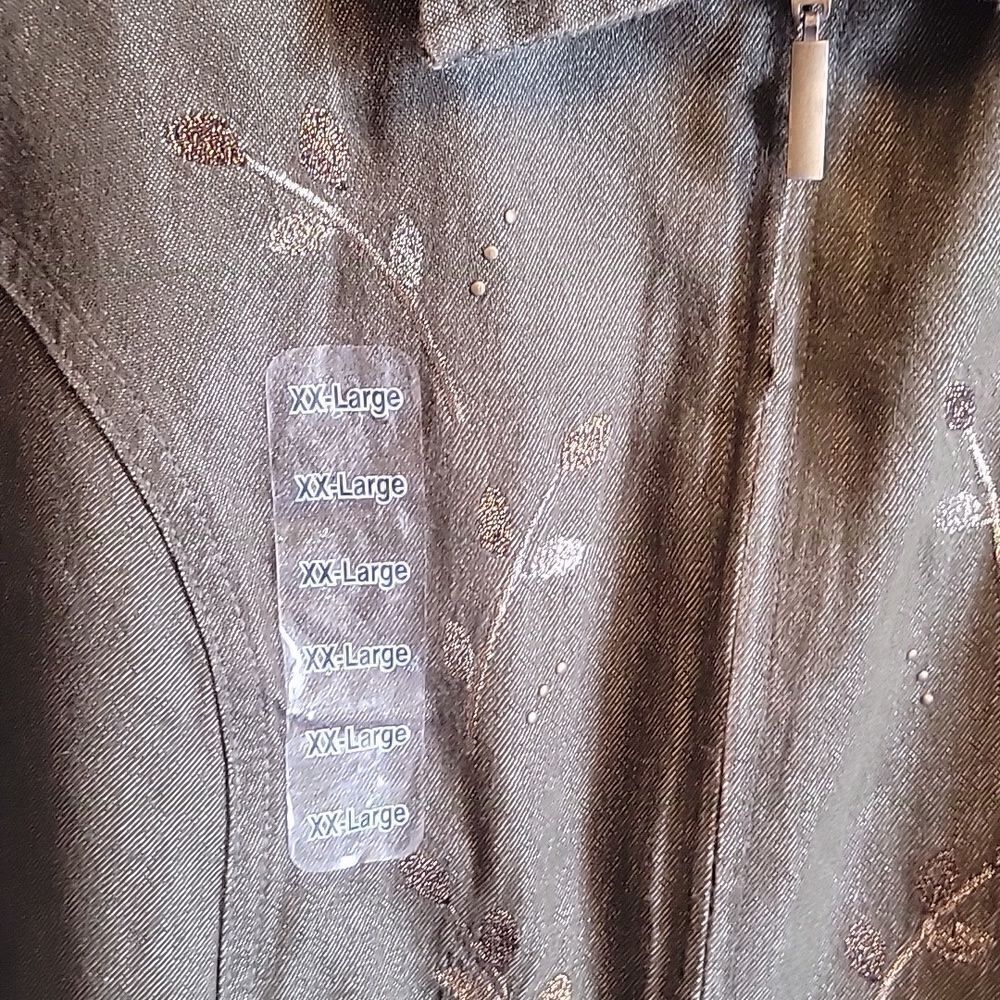 Krazy Kat-Olive colored leaf stud, denim jacket XXL. NWT. - Picture 6 of 8